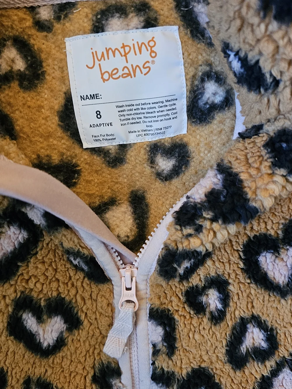jumping beans Leopard Heart Sherpa Jacket - Brown & Pink